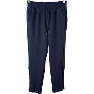 Athleta Metropolis Straight Leg Pants Womens Size 4 Elastic Waist Navy Blue